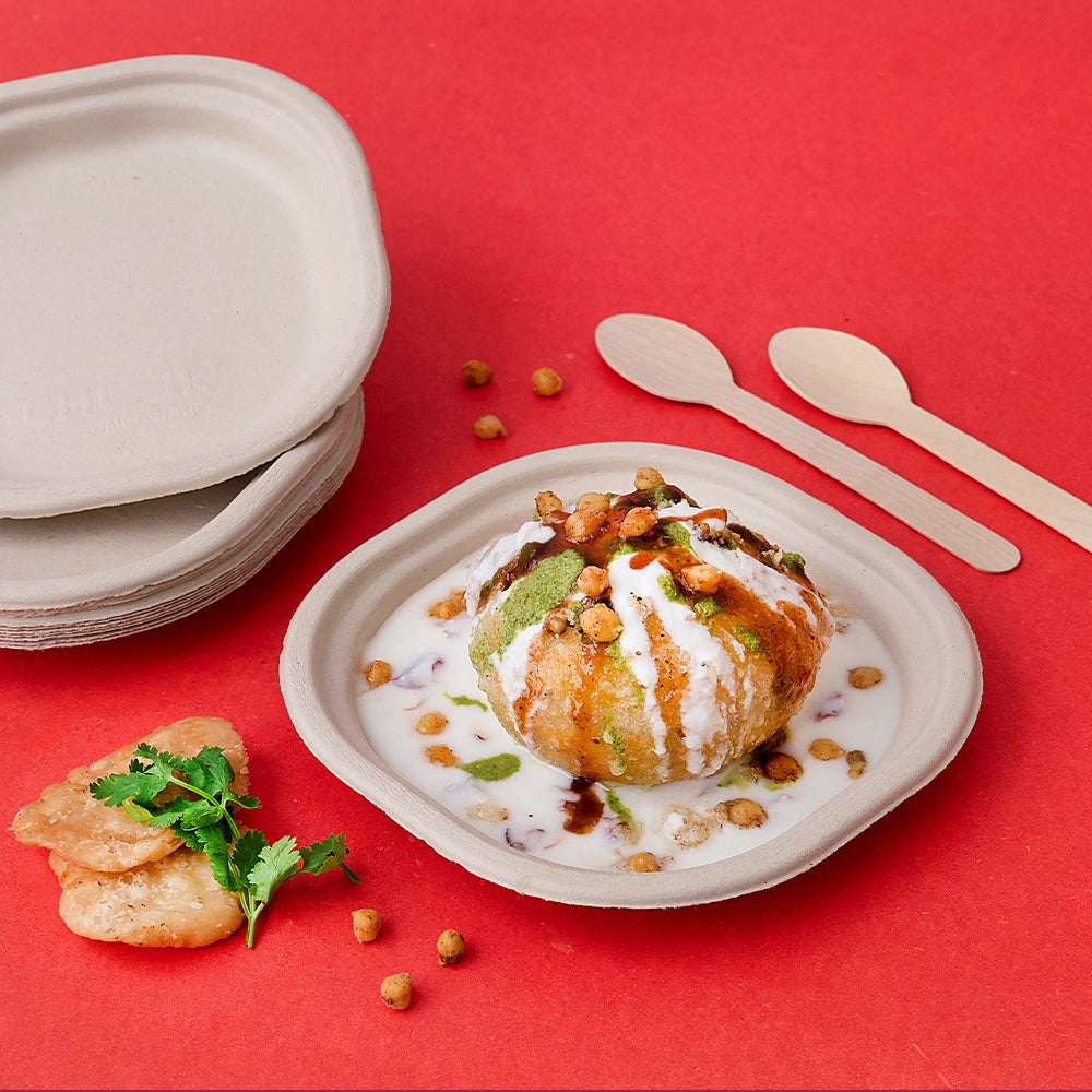 Chowpatty 6 Inch Sugarcane Bagasse Disposable Plate,2000 Count