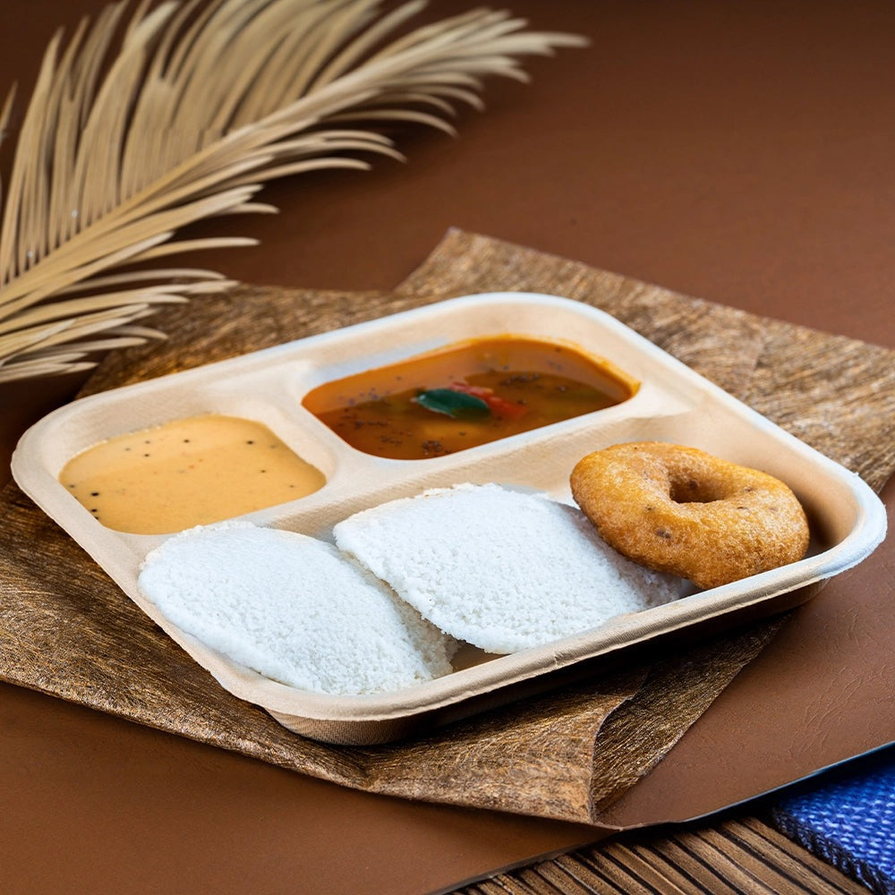 Chombo 3CP Sugarcane Bagasse Disposable Meal Plate,500 Count