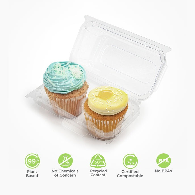 2-pack 3" Classic Cupcake & Muffin Package, Crystal Clear, PLA, 100/Case