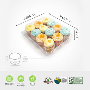 12-pack 3.25" Classic Cupcake & Muffin Package, Crystal Clear, PLA, 100/Case