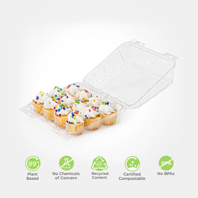 12-pack 2.5" Mini Cupcake & Muffin Package, Crystal Clear, PLA, 225/Case