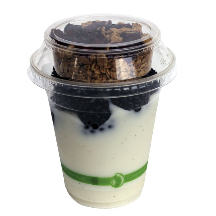 Compostable Plastic Parfait Cups & Lids