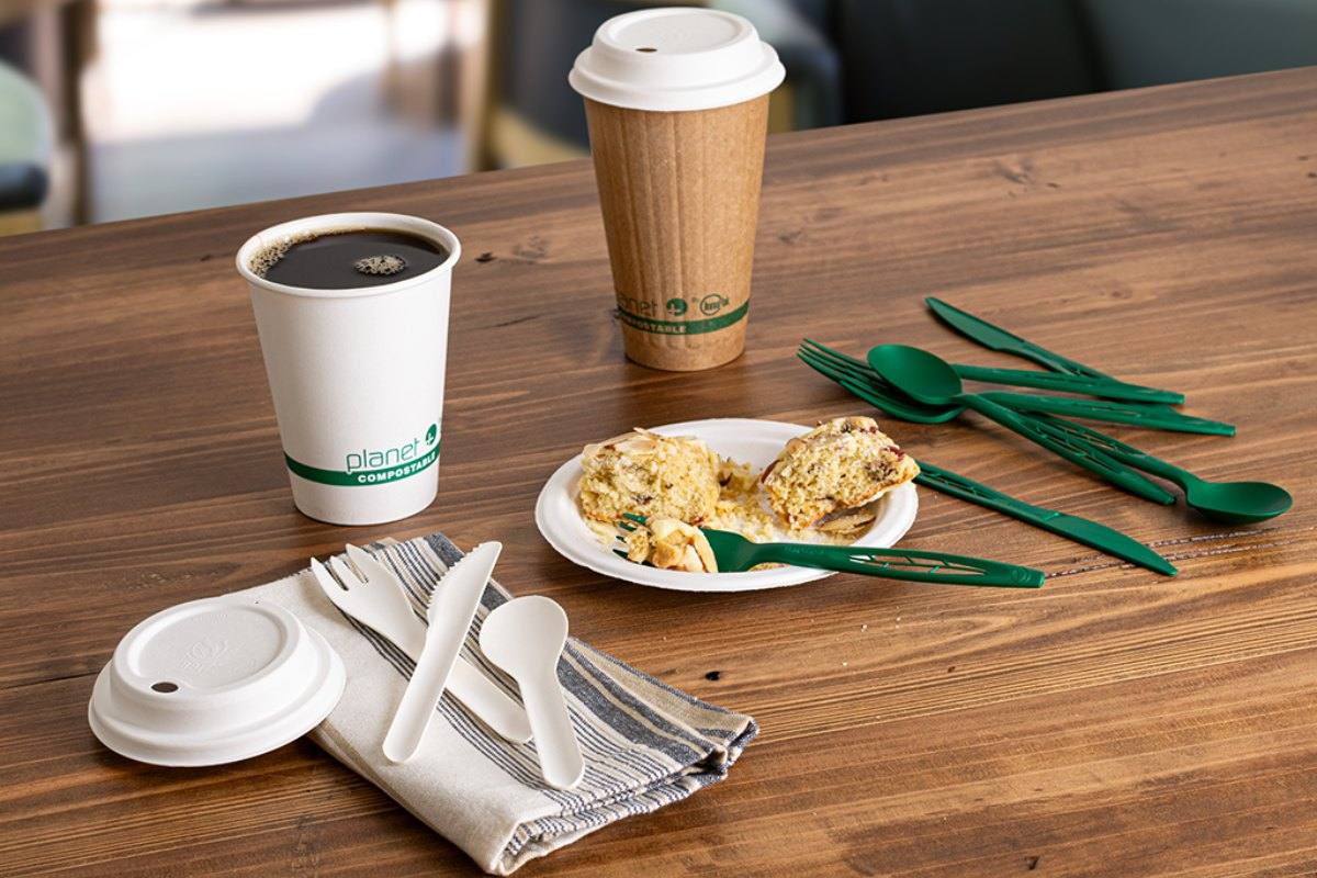 Compostable CPLA and fiber lids