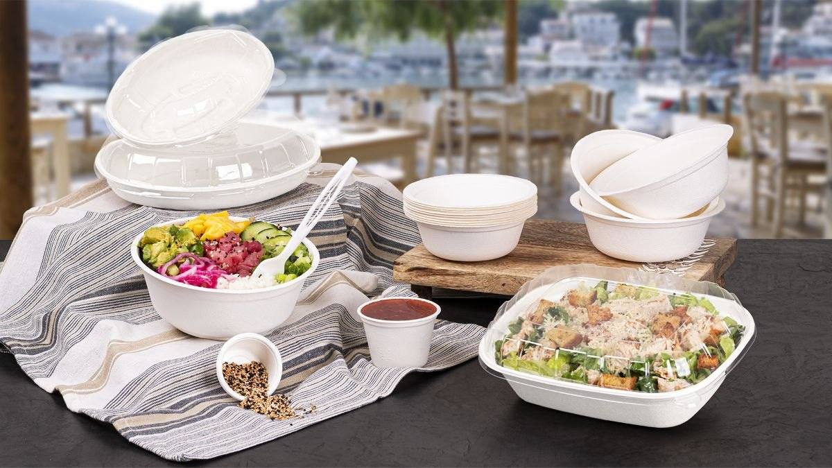 Compostable fiber bowls for soups and salads