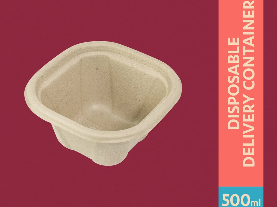 Churry 500ml Sugarcane Bagasse Disposable Delivery Container,1000 Count