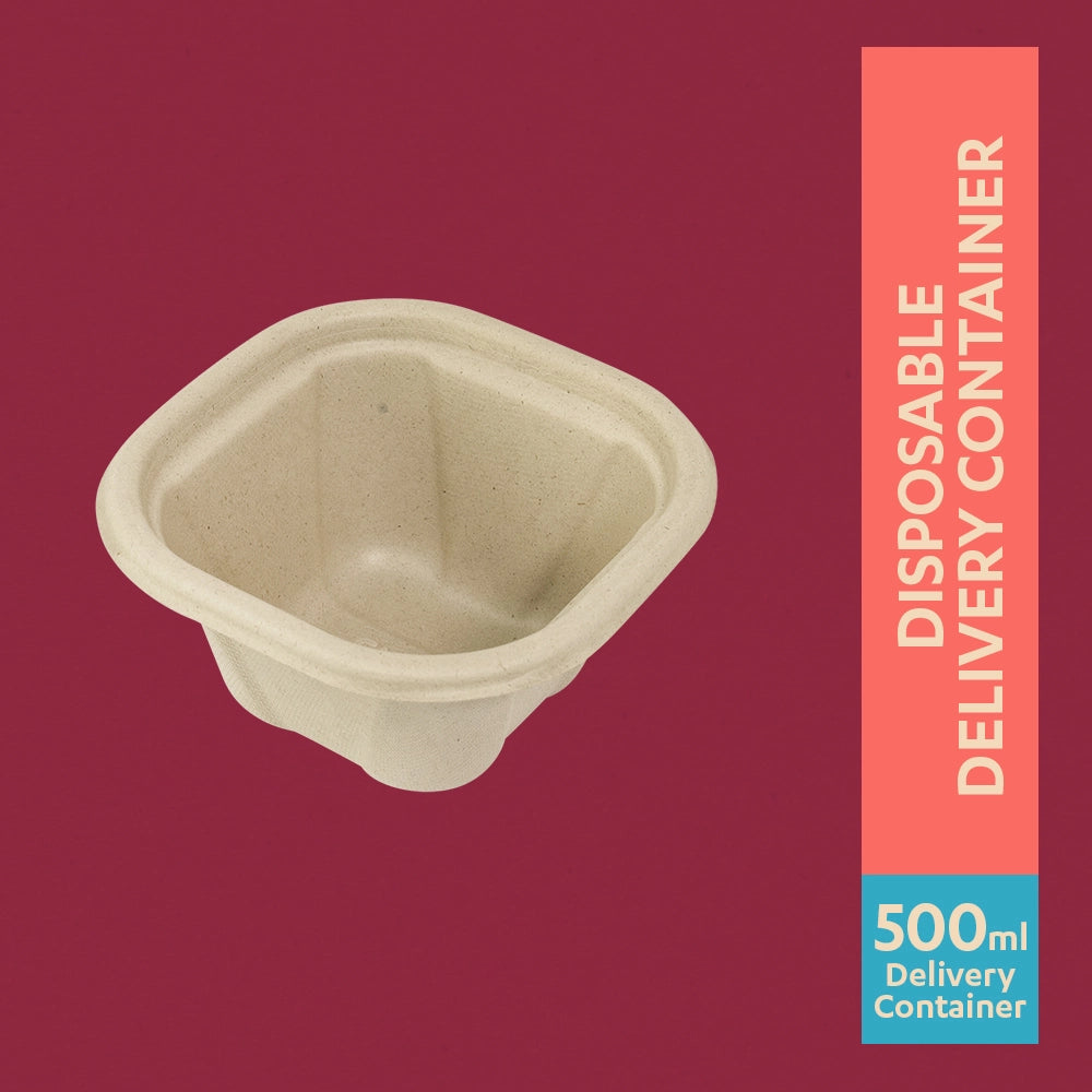 Churry 500ml Sugarcane Bagasse Disposable Delivery Container,1000 Count