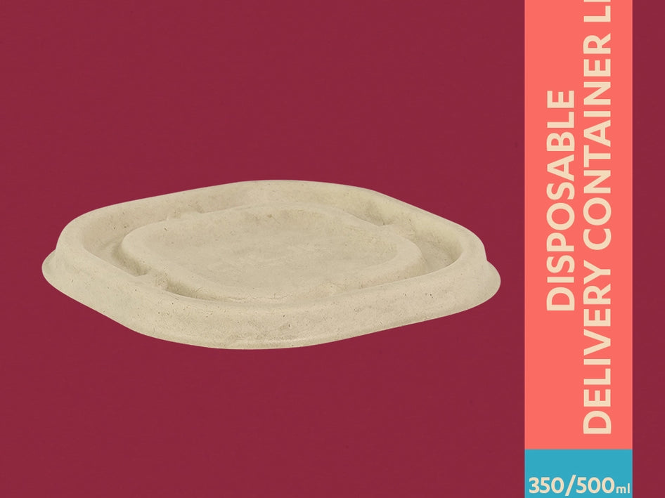 Churry 350ml/500ml Sugarcane Bagasse Disposable Delivery Container Lid,1000 Count