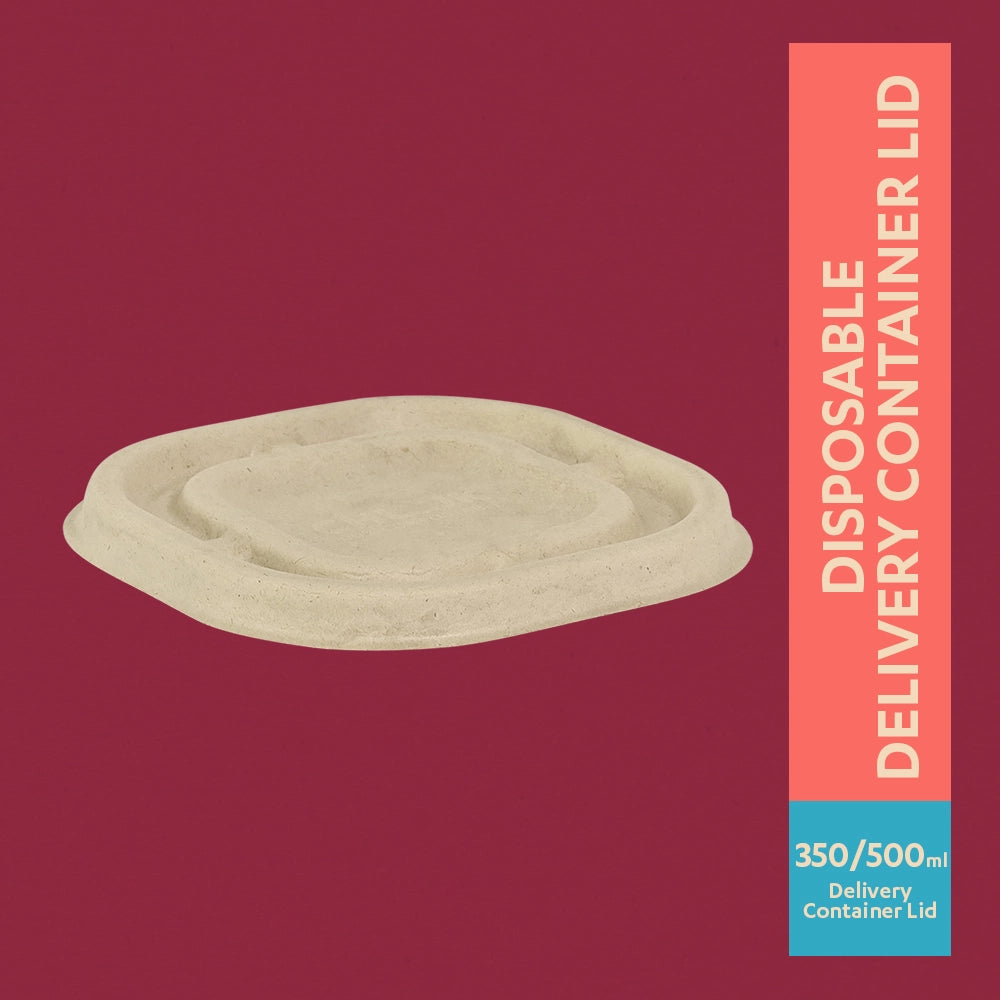 Churry 350ml/500ml Sugarcane Bagasse Disposable Delivery Container Lid,1000 Count
