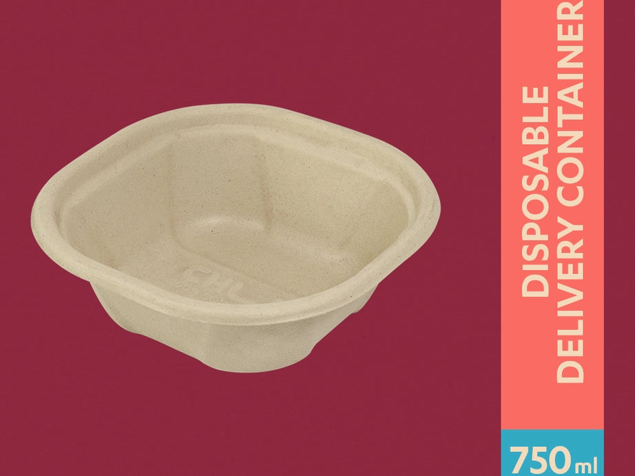 Chox 750ml Sugarcane Bagasse Disposable Delivery Container,750 Count