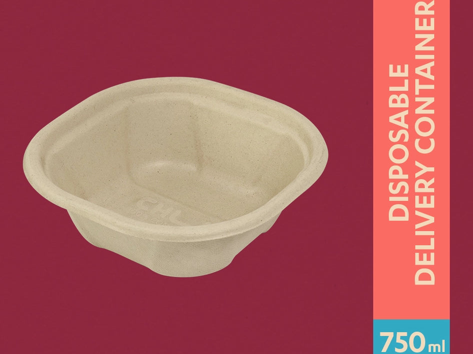 Chox 750ml Sugarcane Bagasse Disposable Delivery Container,750 Count