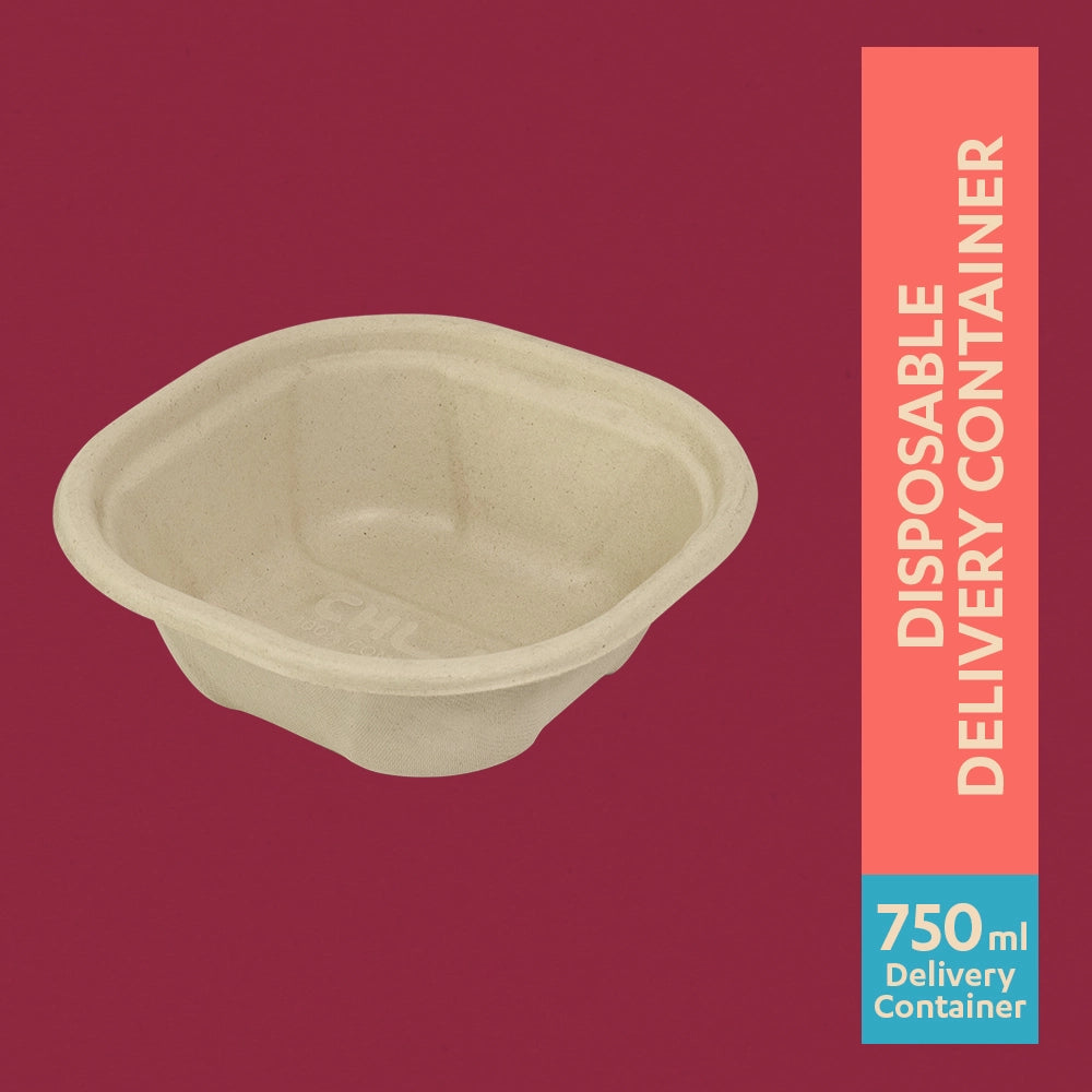 Chox 750ml Sugarcane Bagasse Disposable Delivery Container,750 Count