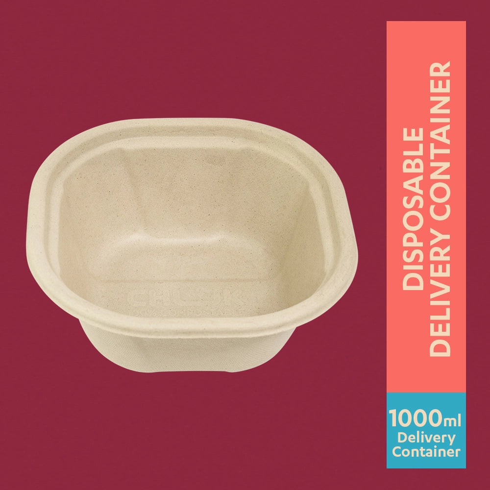 Chukyani 1000ml Sugarcane Bagasse Disposable Delivery Container,750 Count