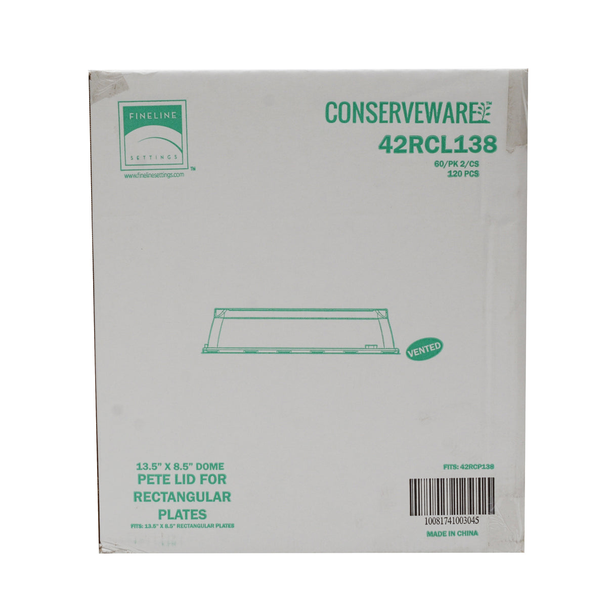 13" X 8" - DOME LID W/VENT FOR RECTANGULAR PLATE - case view
