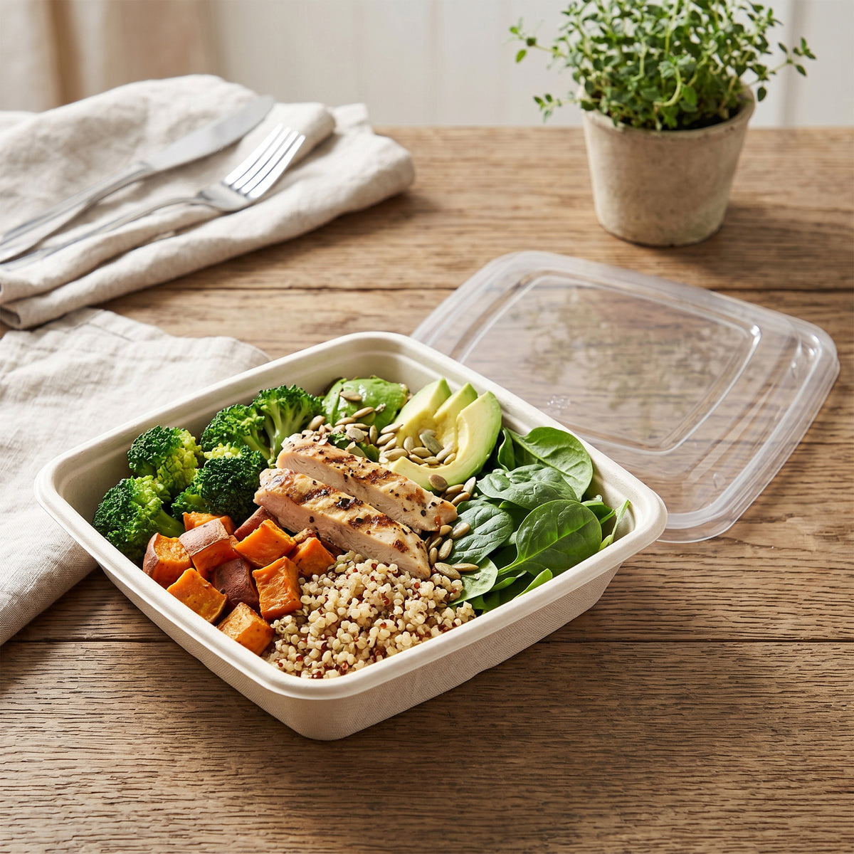 9" SQUARE FLAT PET LID - open case view