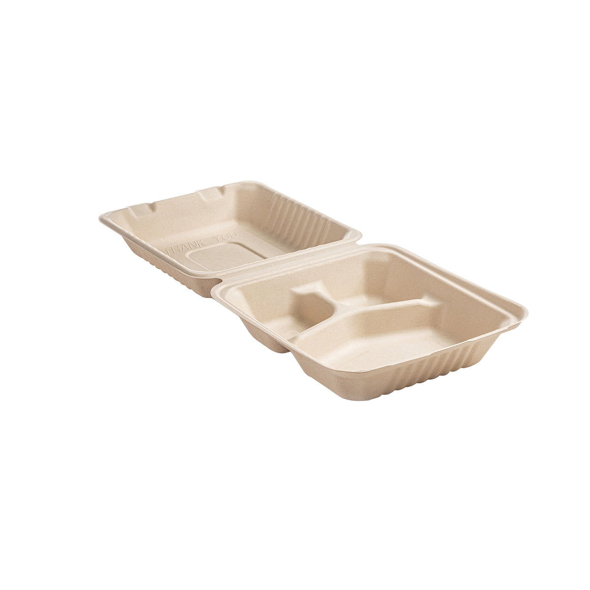 8" X 8" X 3.1" - 3 SECTION DEEP HINGED CONTAINER - PFAS FREE - product view