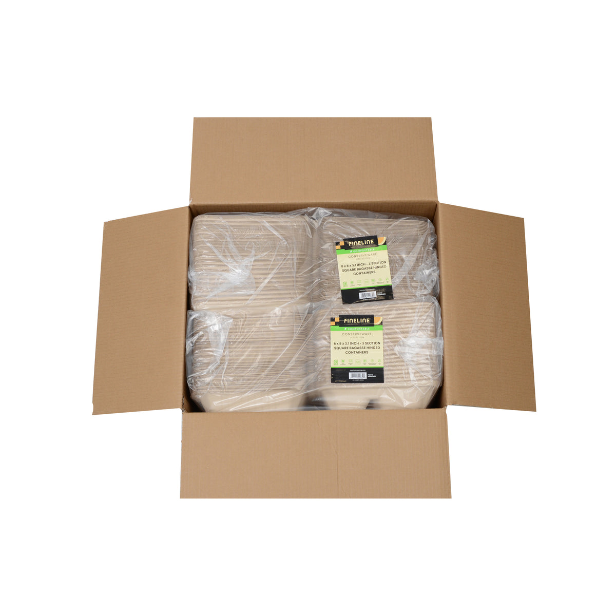 8" X 8" X 3.1" - 3 SECTION DEEP HINGED CONTAINER - PFAS FREE - lifestyle view