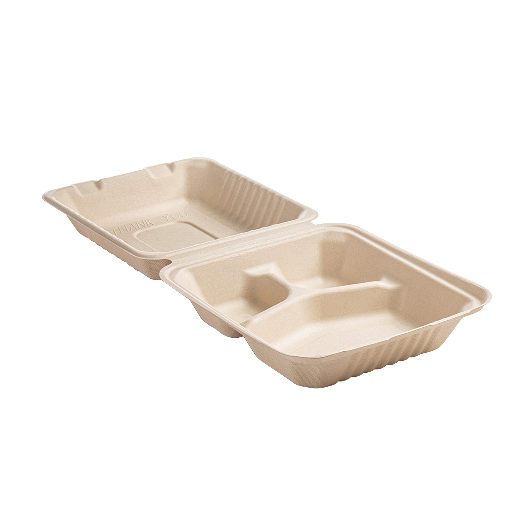 9" X 9" X 3.1" - 3 SECTION DEEP HINGED CONTAINER - PFAS FREE - product view