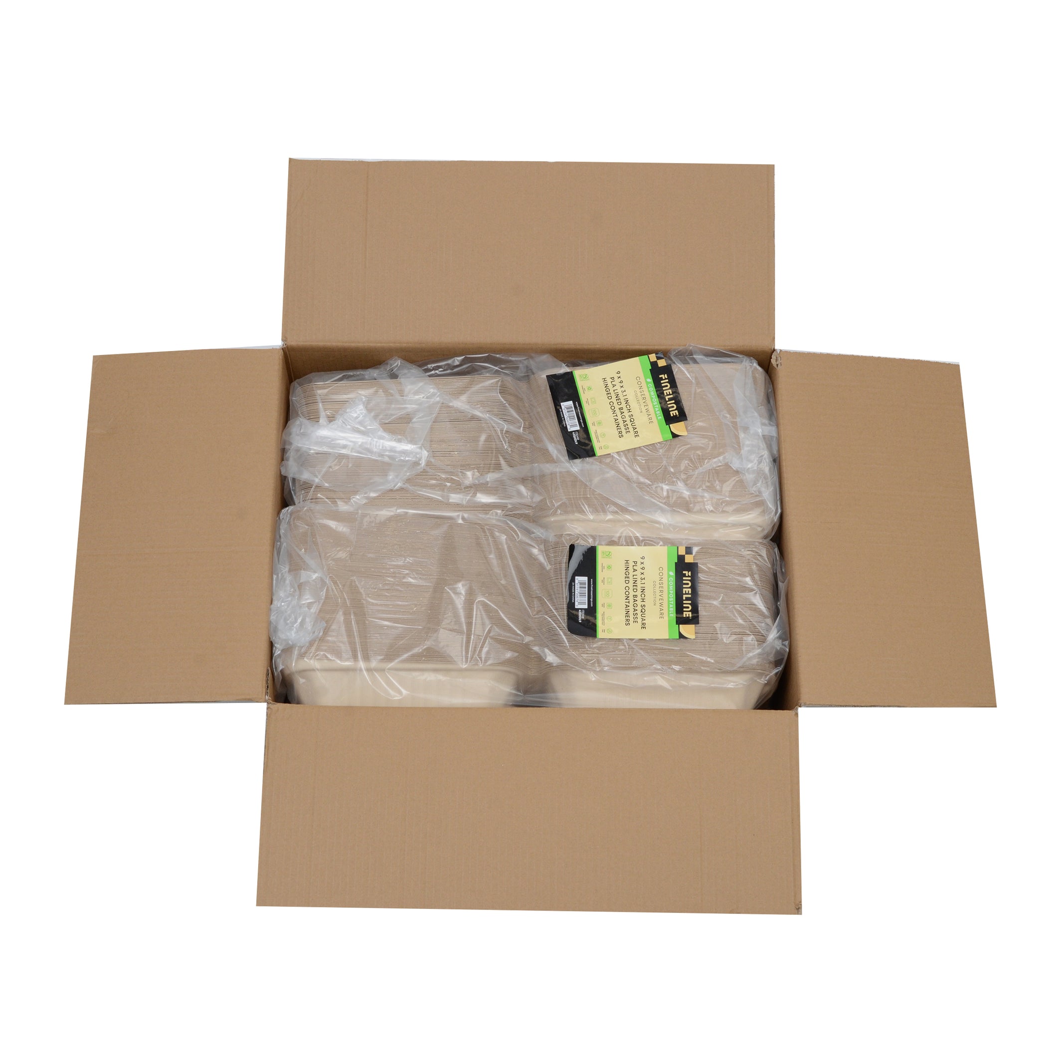 9" X 9" X 3.1" PLA LINED HINGED CONTAINER - DEEP - PFAS FREE - lifestyle view