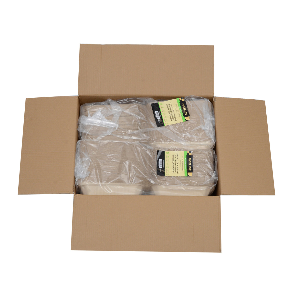 9" X 9" X 3.1" PLA LINED HINGED CONTAINER - DEEP - PFAS FREE - lifestyle view