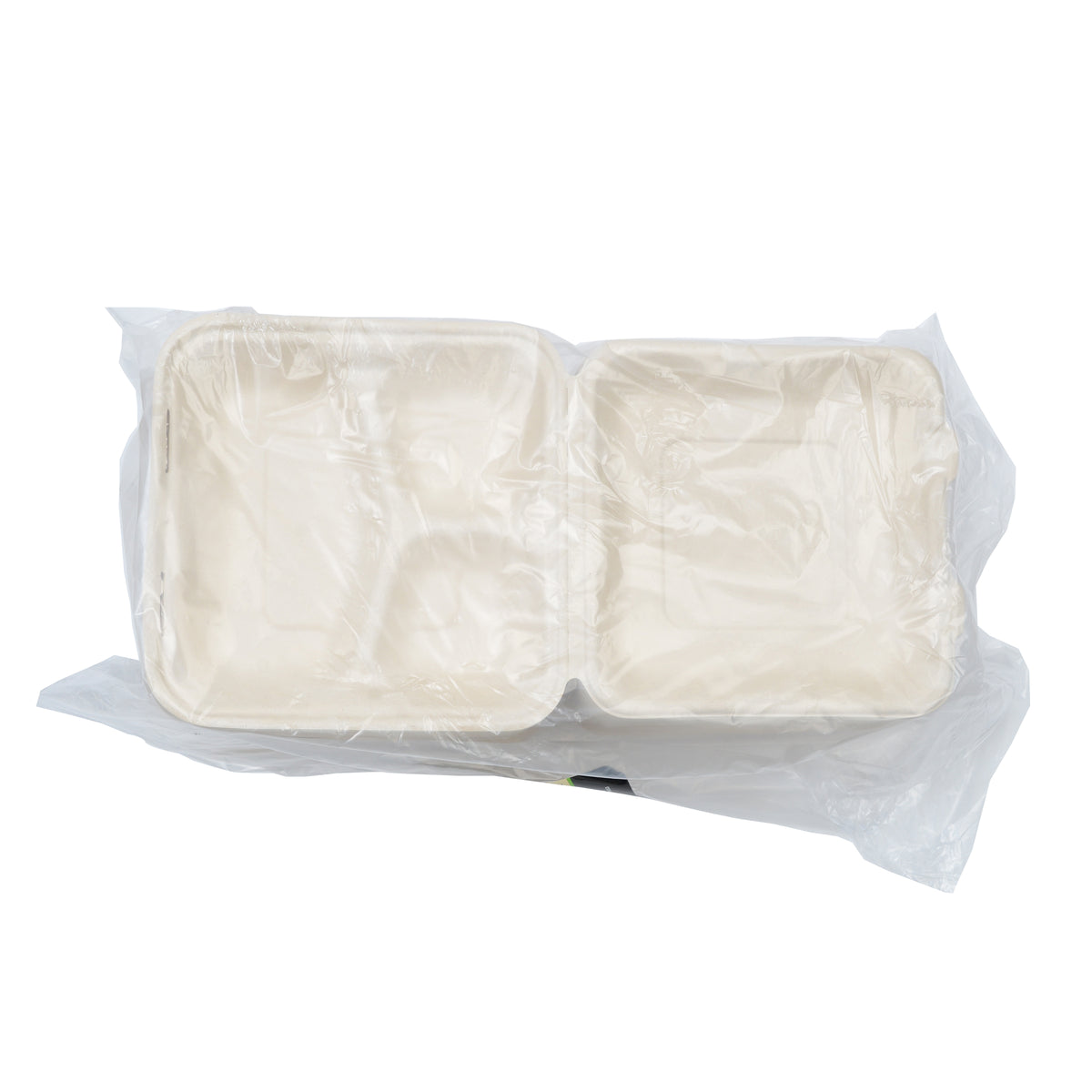 8" X 8" X 2.5 - 3 SECTION HINGED CONTAINER - LOW - PFAS FREE - packaging view