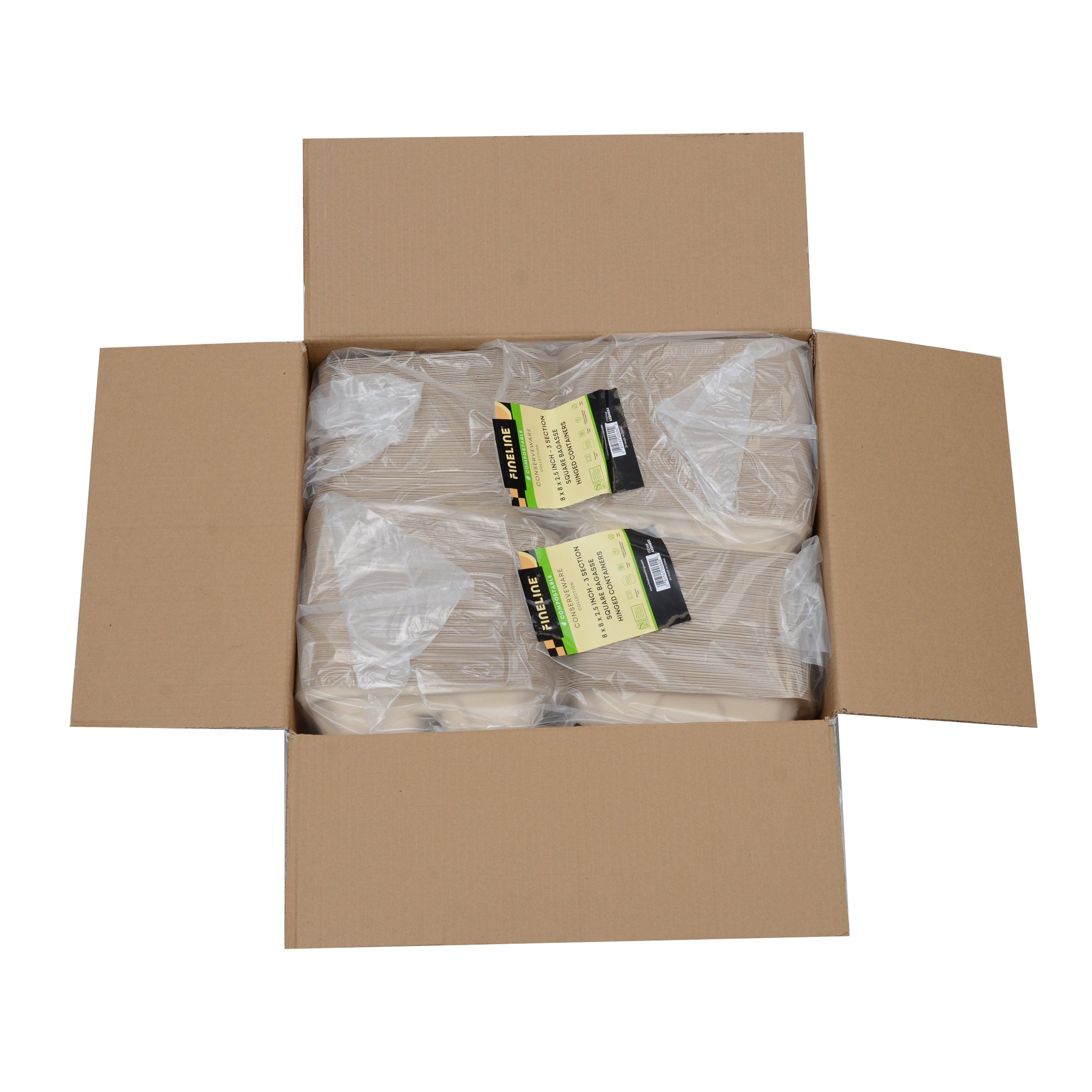 8" X 8" X 2.5 - 3 SECTION HINGED CONTAINER - LOW - PFAS FREE - lifestyle view