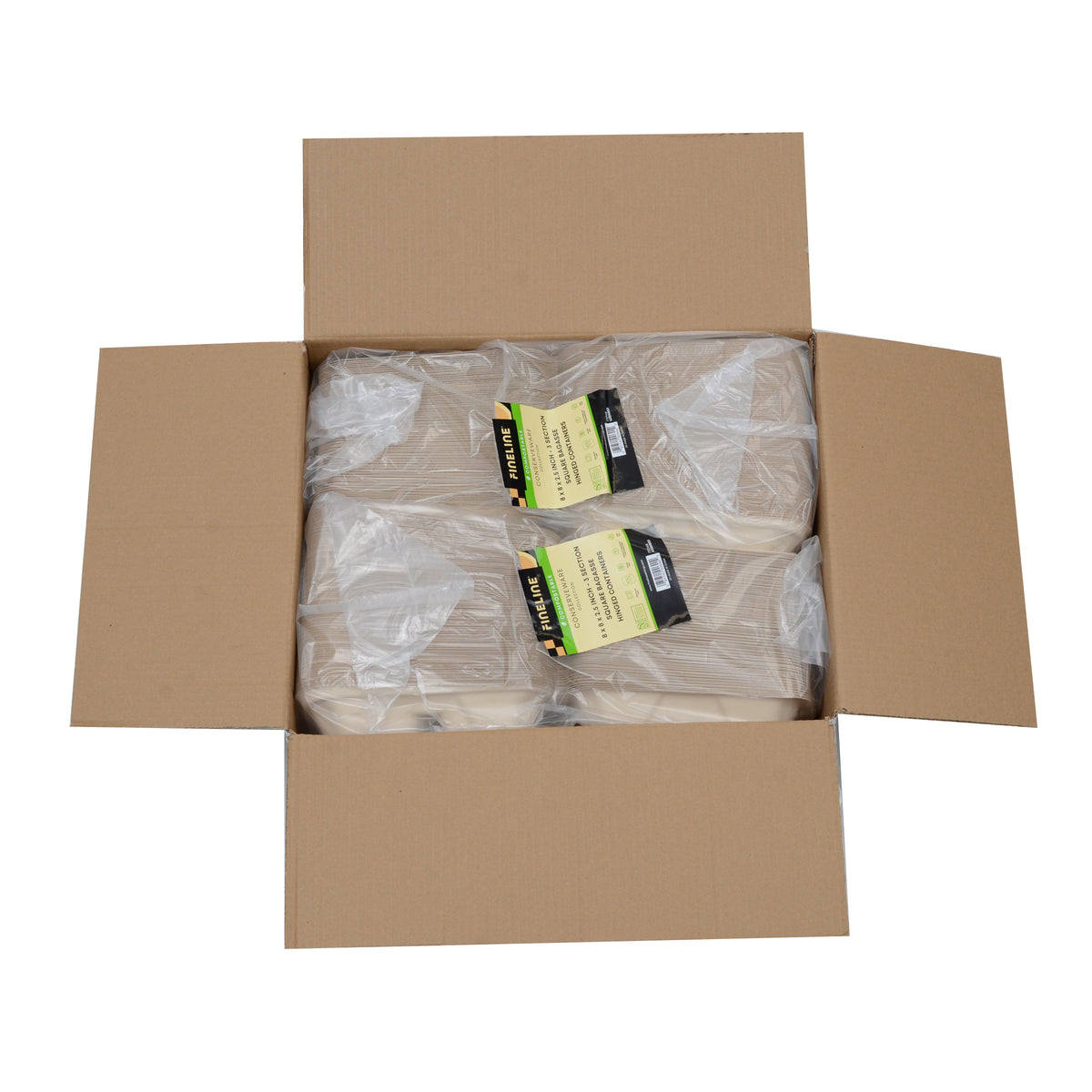 8" X 8" X 2.5 - 3 SECTION HINGED CONTAINER - LOW - PFAS FREE - lifestyle view