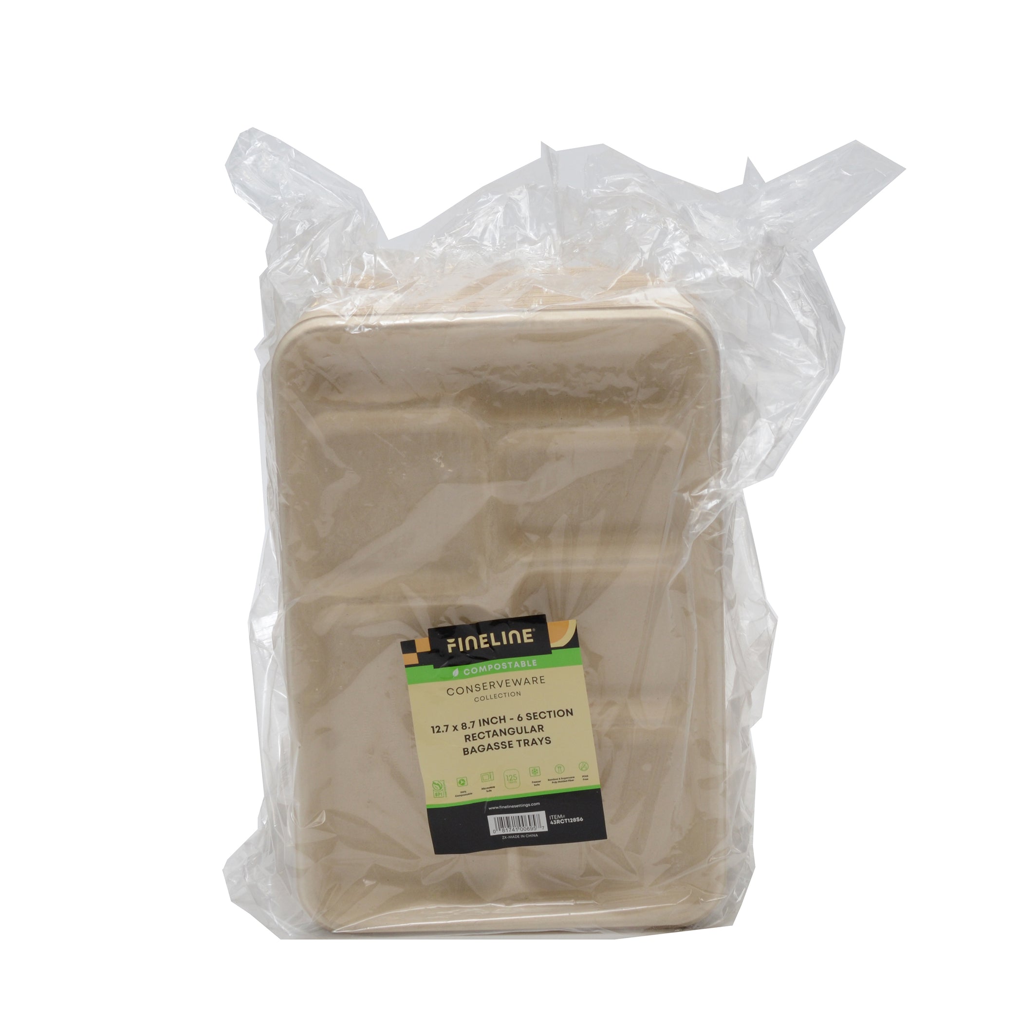 12.7" X 8.7" - 6 SECTION TRAY - PFAS FREE - packaging view