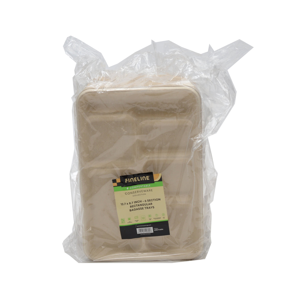 12.7" X 8.7" - 6 SECTION TRAY - PFAS FREE - packaging view