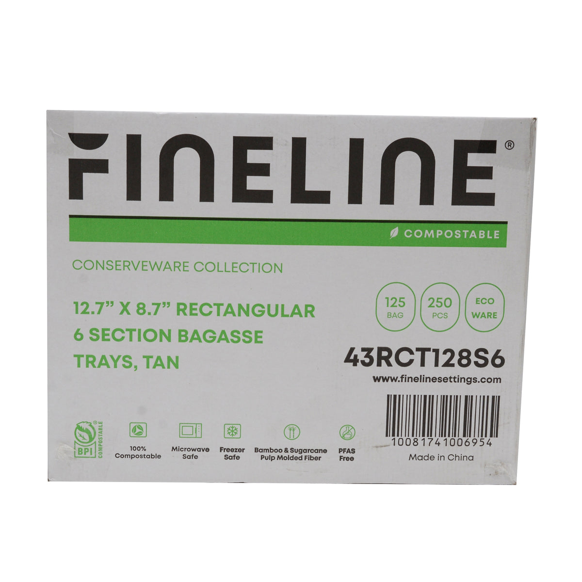 12.7" X 8.7" - 6 SECTION TRAY - PFAS FREE - case view