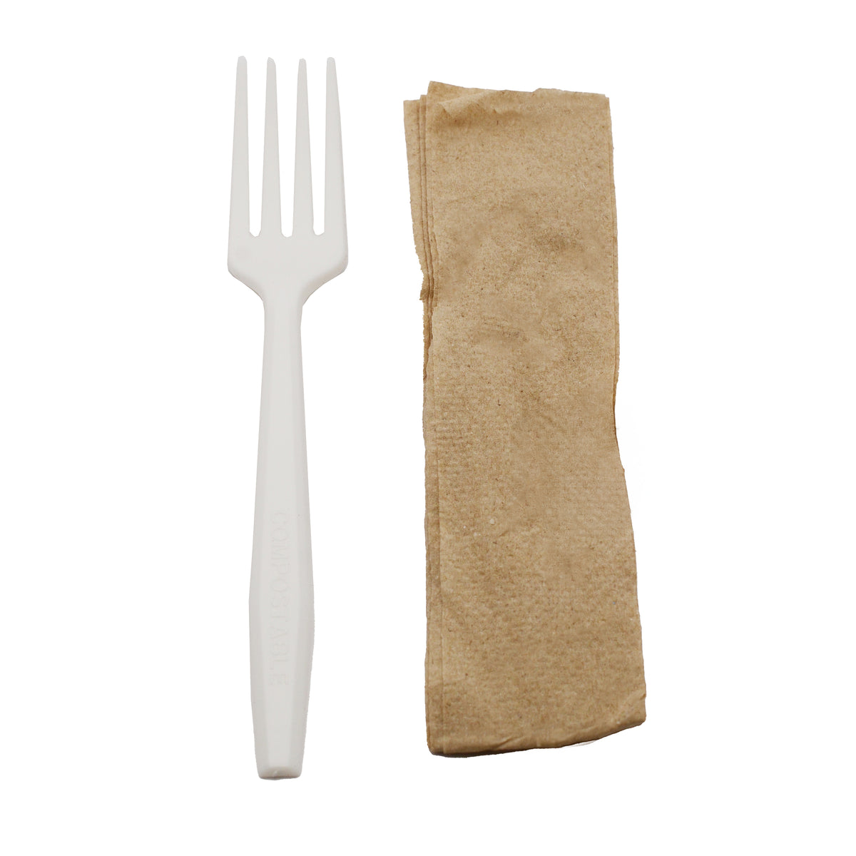 WRAPPED CUTLERY KIT FORK W/KRAFT NAPKIN CPLA - product view