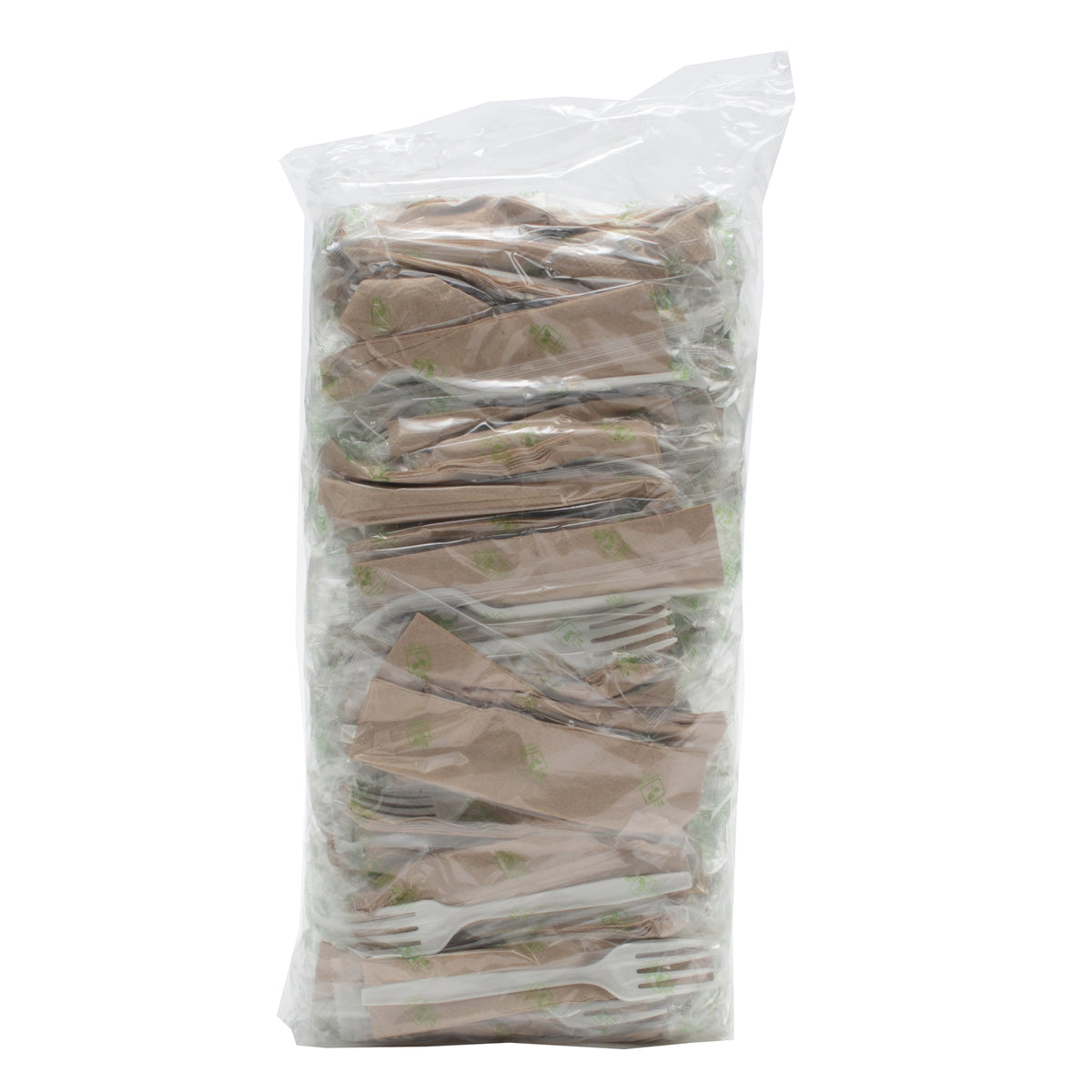 WRAPPED CUTLERY KIT FORK W/KRAFT NAPKIN CPLA - packaging view