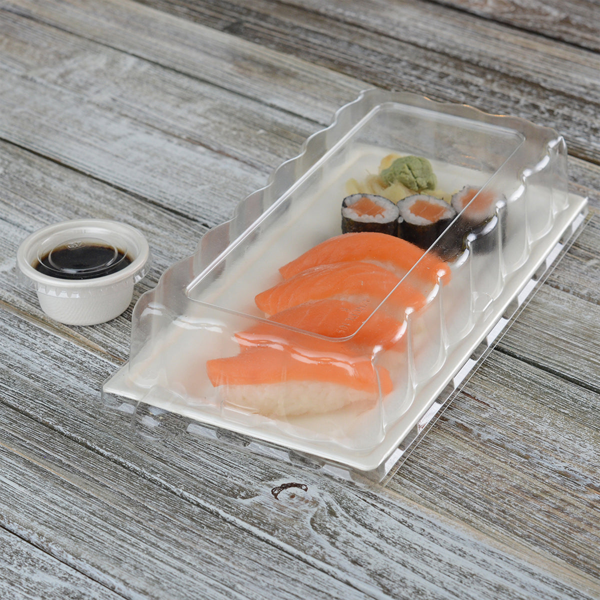 10" X 5" DOME LID FOR RECTANGLE PLATE - open case view