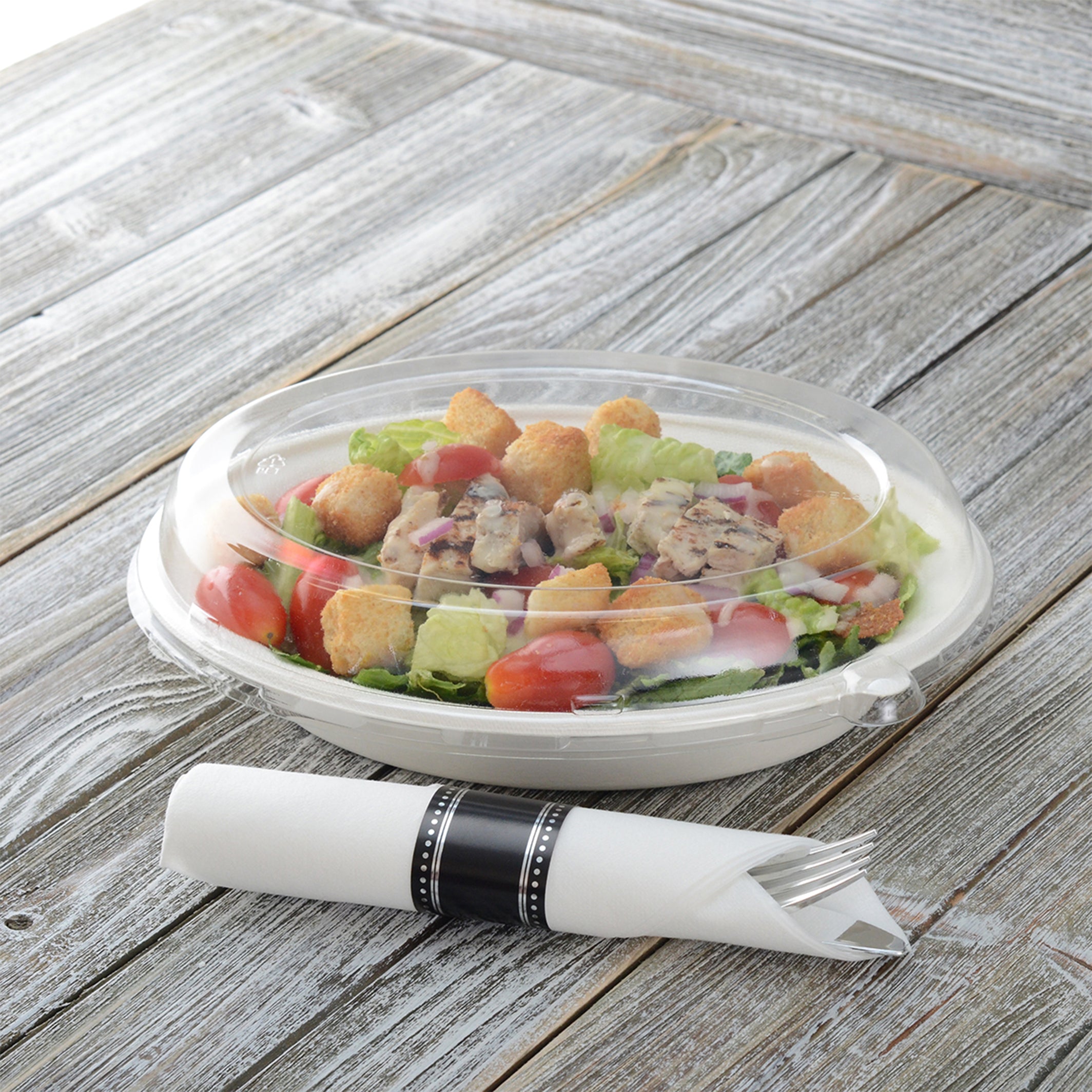 10" X 7.5" DOME LID FOR 32 OZ. OVAL BOWL - open case view