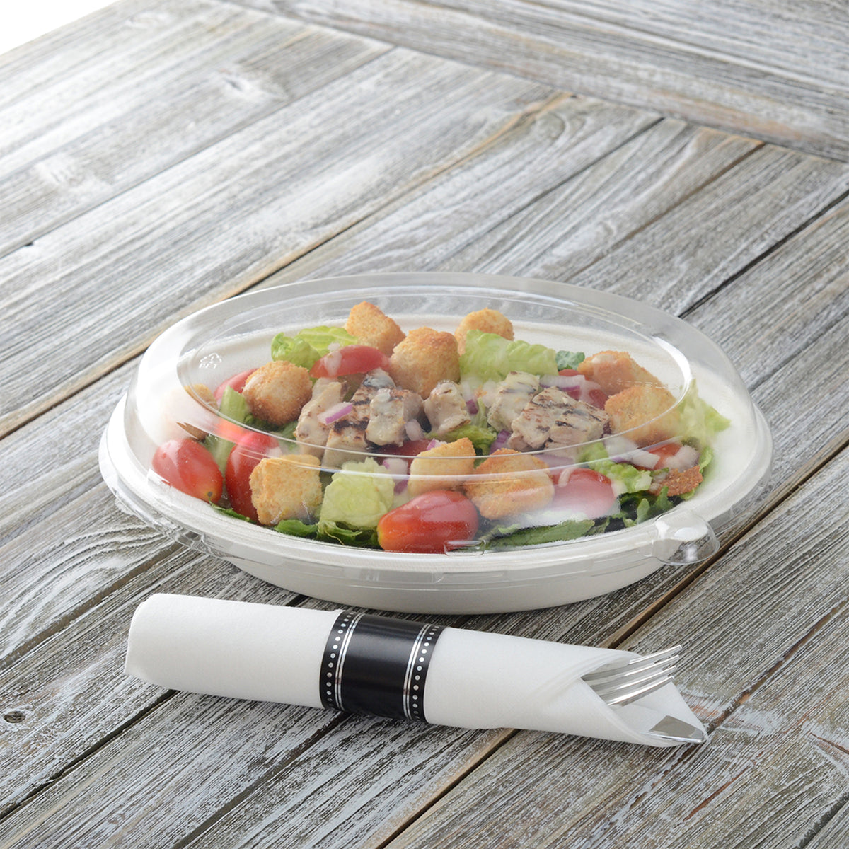 10" X 7.5" DOME LID FOR 32 OZ. OVAL BOWL - open case view