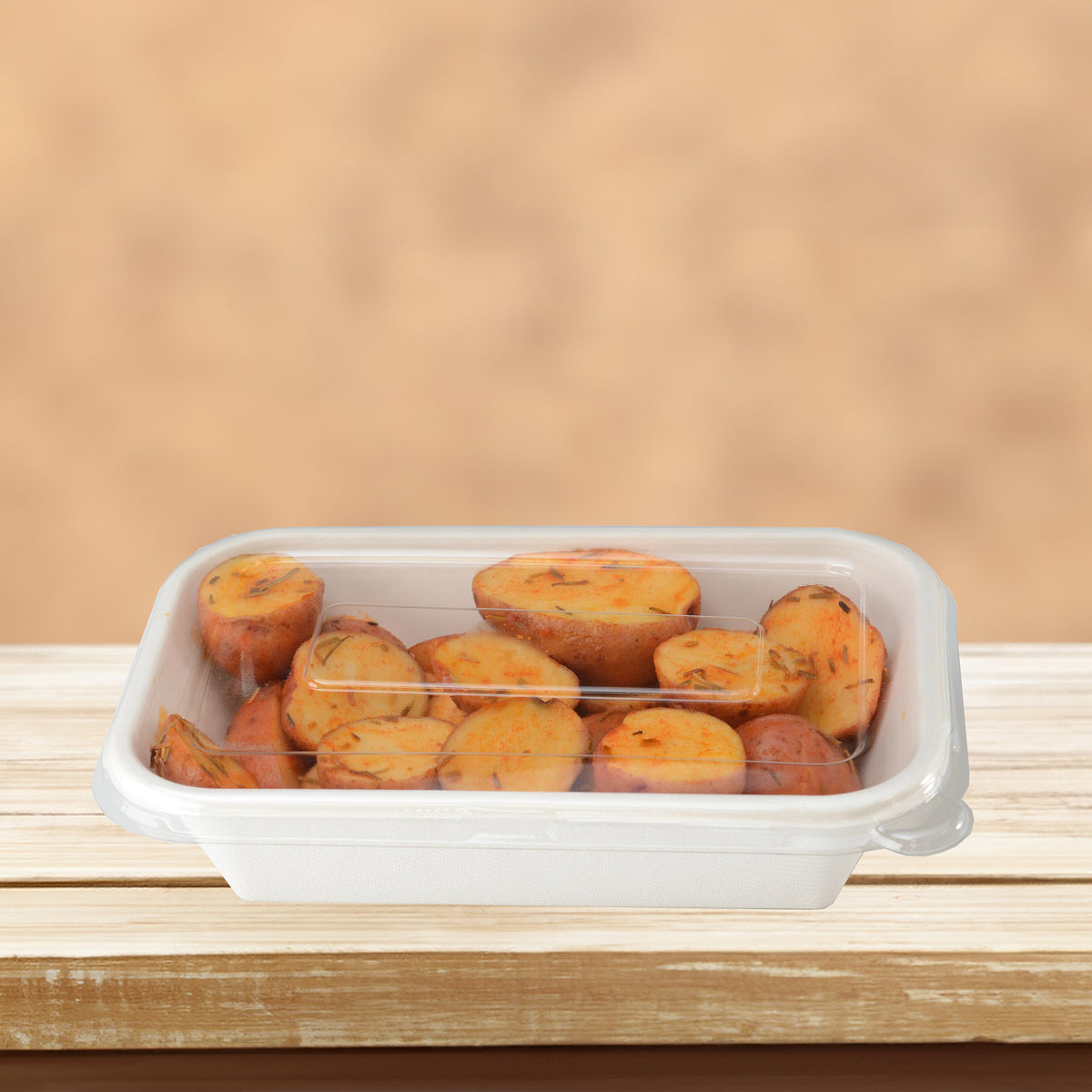 8.5" X 5.5" FLAT LID FOR 24/32 OZ. RECTANGLE BOWLS - open case view
