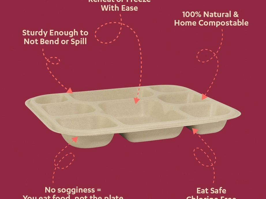 Chappan 8CP Sugarcane Bagasse Disposable Meal Plate,450 Count