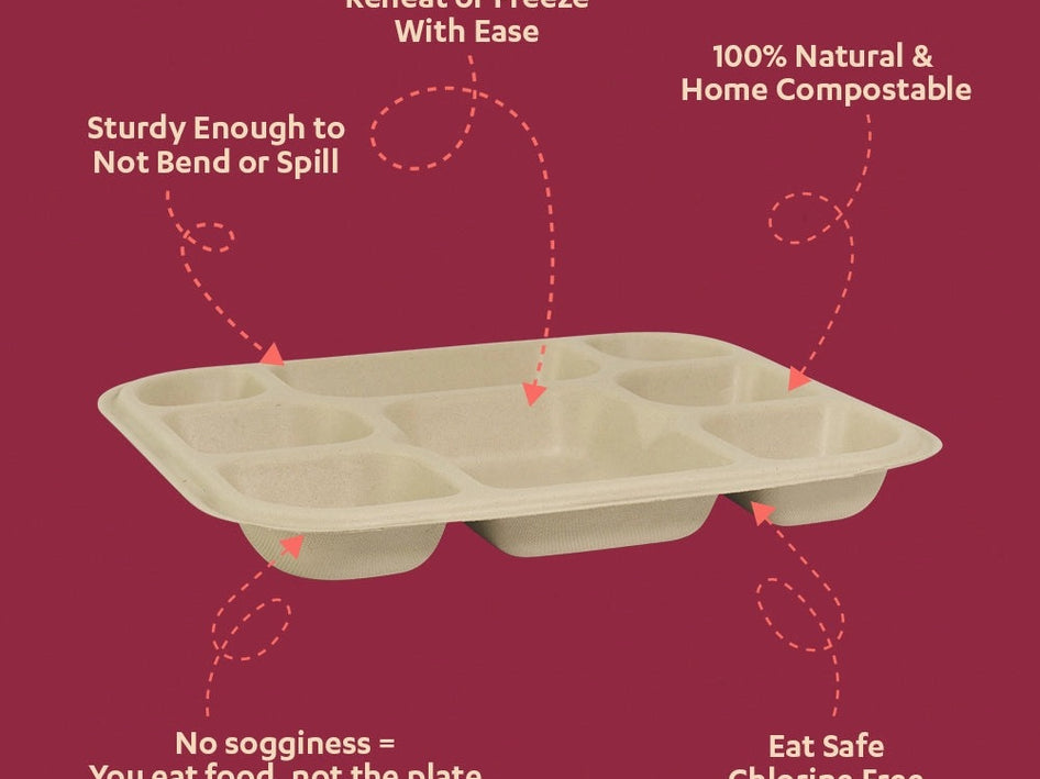 Chappan 8CP Sugarcane Bagasse Disposable Meal Plate,450 Count