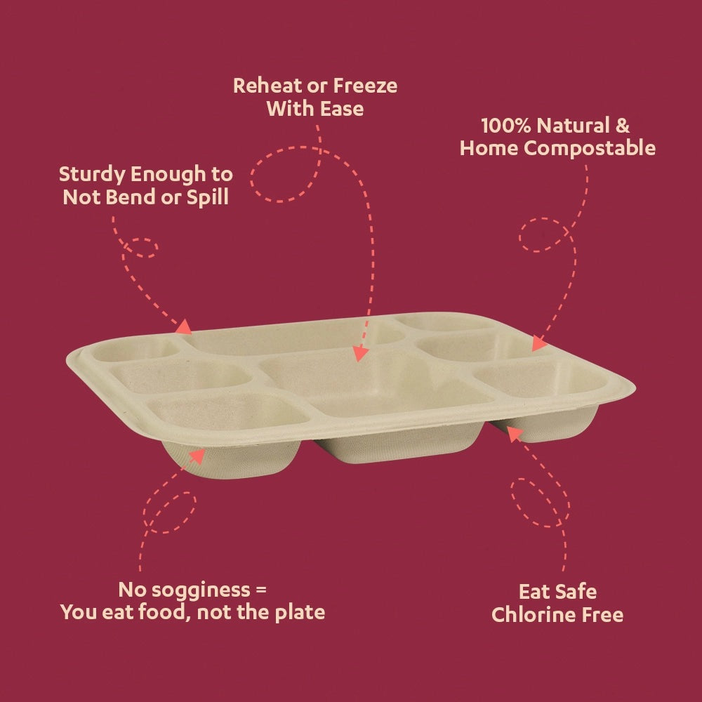 Chappan 8CP Sugarcane Bagasse Disposable Meal Plate,450 Count