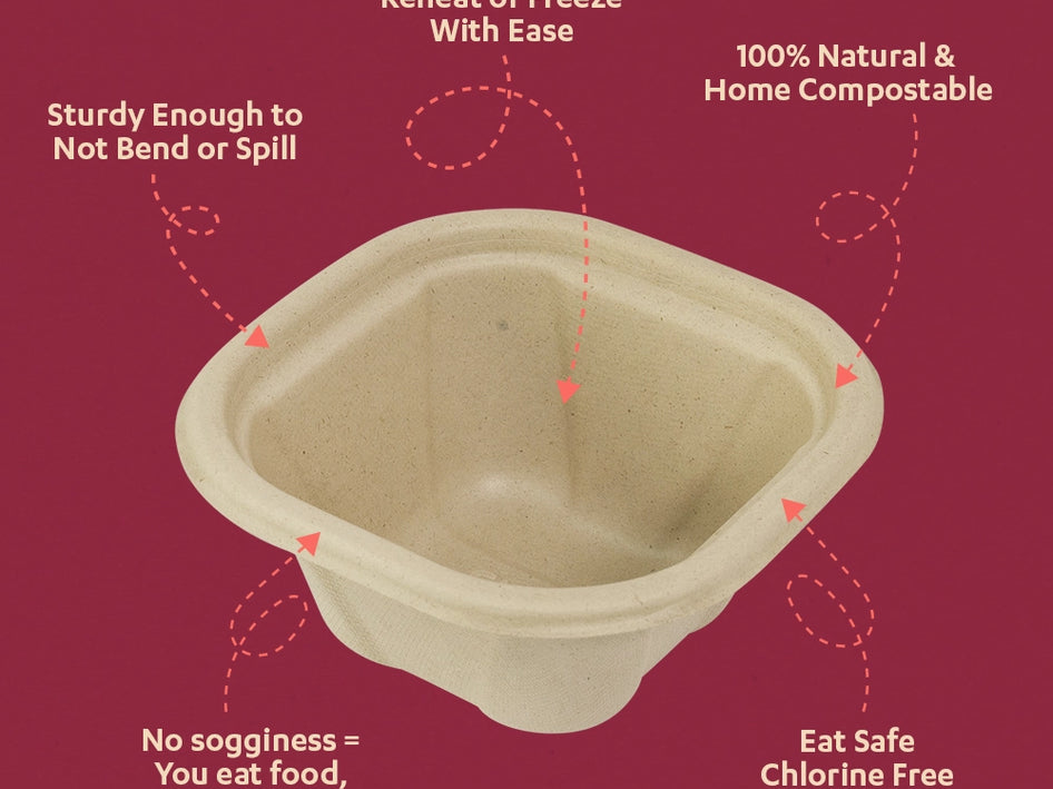 Churry 500ml Sugarcane Bagasse Disposable Delivery Container,1000 Count