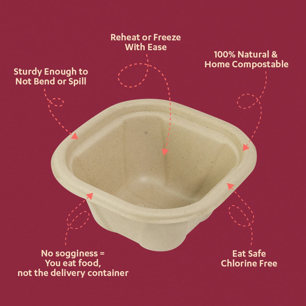 Churry 500ml Sugarcane Bagasse Disposable Delivery Container,1000 Count