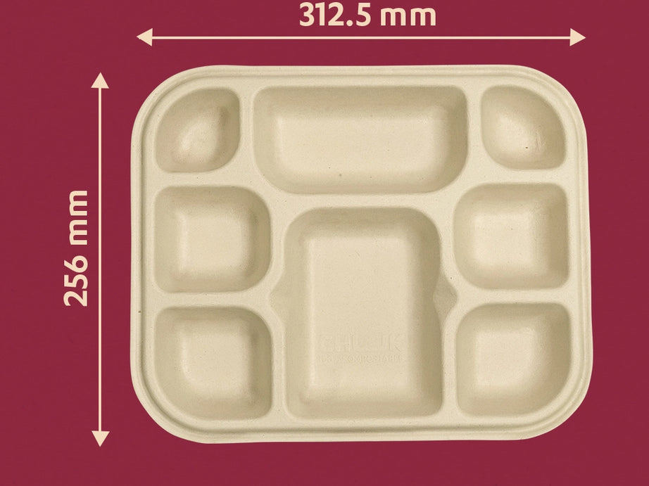Chappan 8CP Sugarcane Bagasse Disposable Meal Plate,450 Count