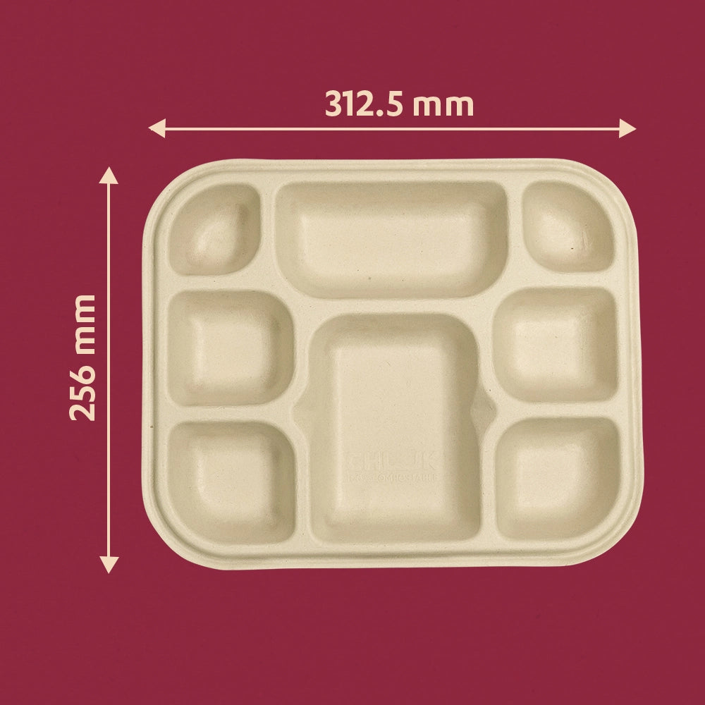 Chappan 8CP Sugarcane Bagasse Disposable Meal Plate,450 Count