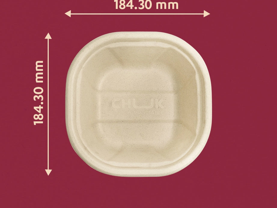 Chukyani 1000ml Sugarcane Bagasse Disposable Delivery Container,750 Count