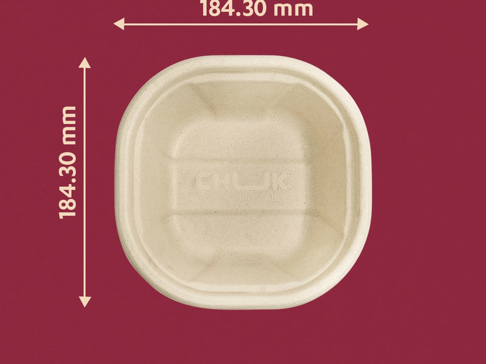 Chukyani 1000ml Sugarcane Bagasse Disposable Delivery Container,750 Count