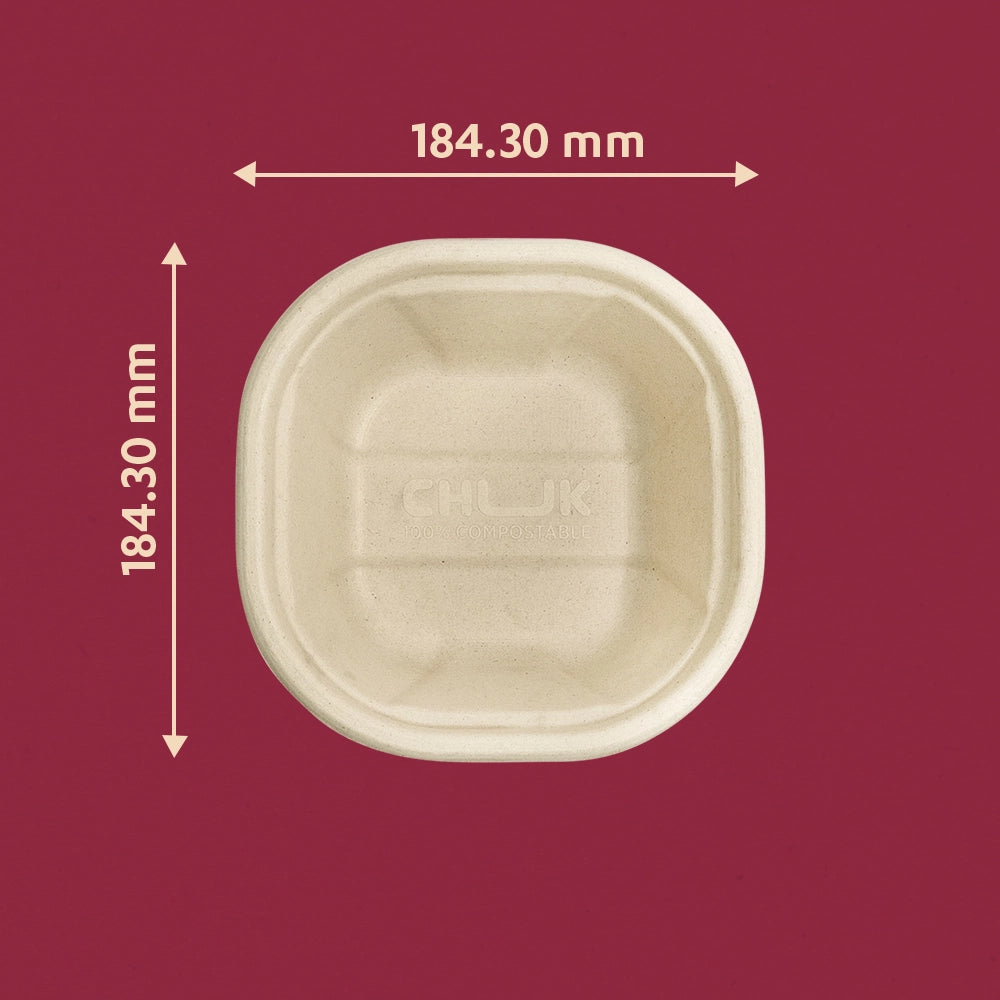 Chukyani 1000ml Sugarcane Bagasse Disposable Delivery Container,750 Count