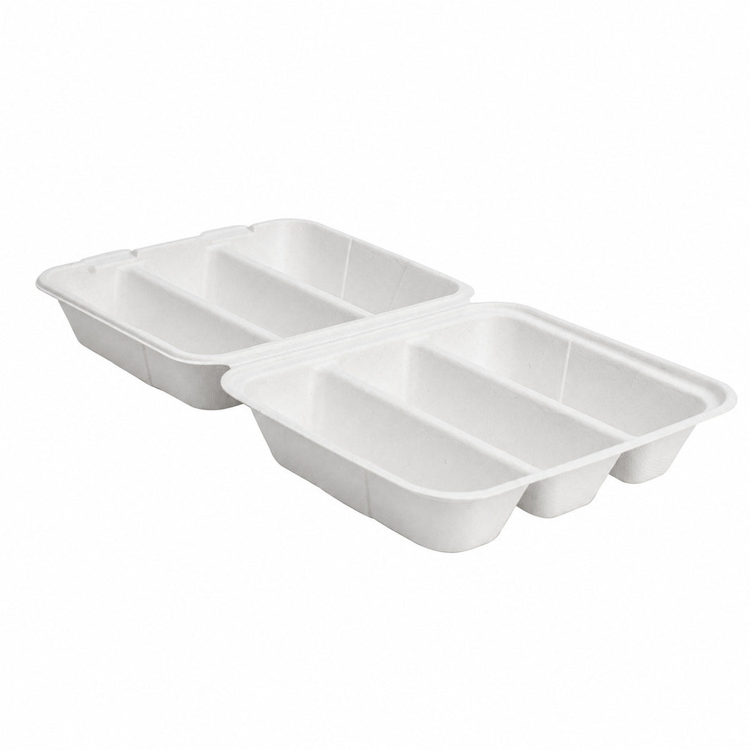 8" x 7" - 3 Section Taco Hinged Molded Fiber Container - PFAS Free, 200-count Case (Copy)