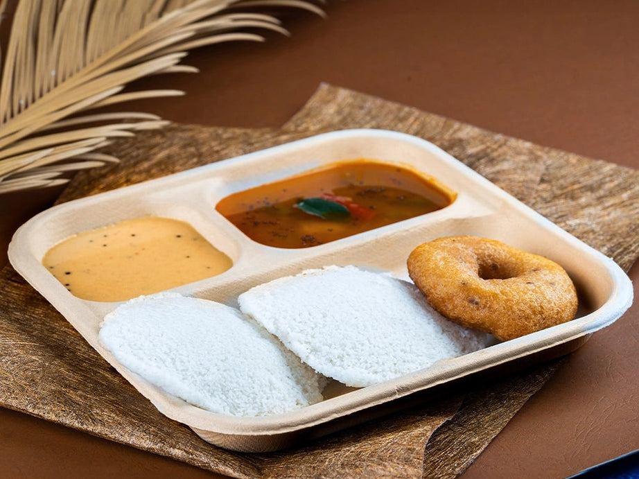 Chombo 3CP Sugarcane Bagasse Disposable Meal Plate,500 Count