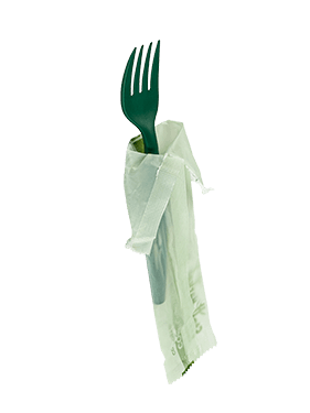 6.5" Heavy Duty Cutlery, Indv. Wrapped Fork, Green, 750-Count Case