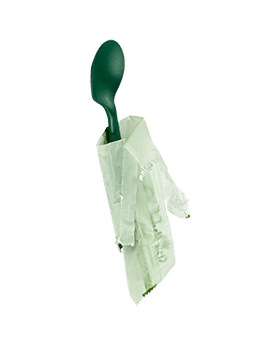6.5" Heavy Duty Cutlery, Indv. Wrapped Spoon,Green, 750-Count Case