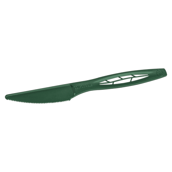 6.5" heavy duty green compostable knife made from CPLA, 1000-count case.